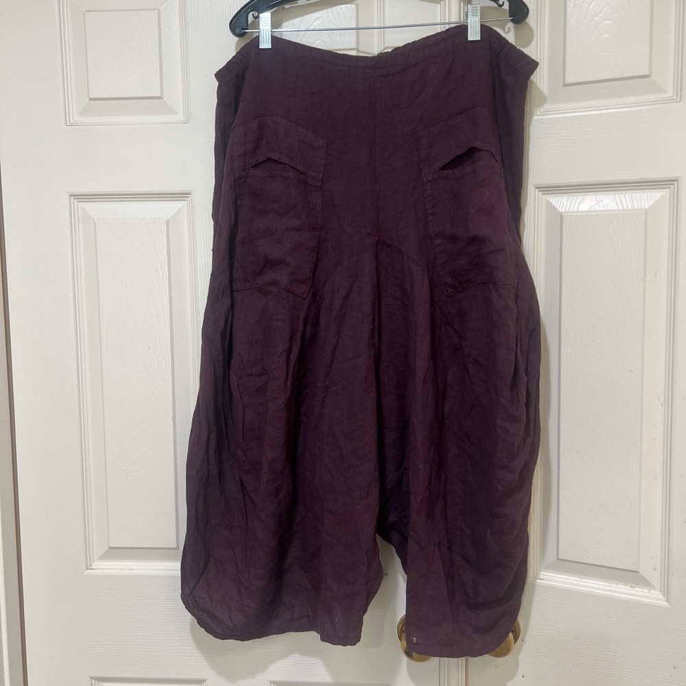 Meo Meli women 2XL asymmetric purple Linen Pant Lagenlook pockets Coastal